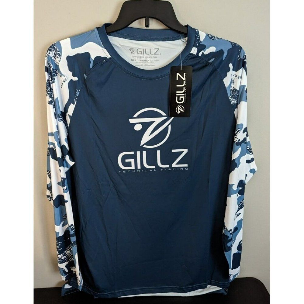 * Gillz Men's LS UV Tournament Series V2 Blue Wing Teal L/S Shirt Size XL NWT